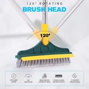 2-in-1 Floor Scrubber Brush with Long Handle & Squeegee for Bathroom, Kitchen & Tile Cleaning_img_2