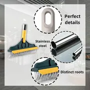 2-in-1 Floor Scrubber Brush with Long Handle & Squeegee for Bathroom, Kitchen & Tile Cleaning_img_7