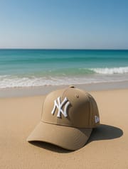 NY Design Adjustable Cap – Sand Kaki Base, White & Light Golden Logo, 100% Cotton_img_4