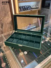 12 Slots Leather Watch Organizer Box (Green)_img_2