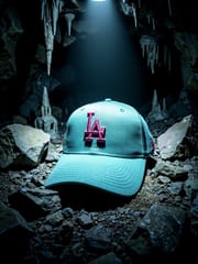 LA Adjustable Cotton Cap – Sky Mist Blue Base with Pink & White Logo_img_3
