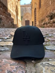 LA Adjustable Cotton Cap – Jet Black Base with Pink & Black Logo // BRANDZ X_img_2