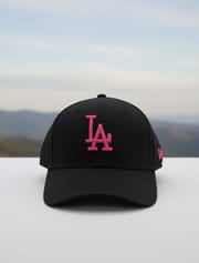 LA Adjustable Cotton Cap – Jet Black Base with Pink & Black Logo // BRANDZ X_img_4