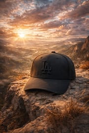 LA Adjustable Cotton Cap – Jet Black Base with Pink & Black Logo // BRANDZ X_img_0