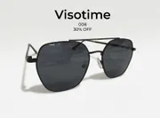 Visotime Geometric Double-Bridge Aviator-Style Sunglasses - Black_img_1