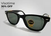 Visotime Classic Black Square Frame Sunglasses with Gold Accents and UV400 G-15 Lenses (Model 0011)_img_2