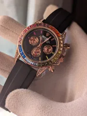 Rolex Rainbow Rose Gold Quartz Watch_img_1