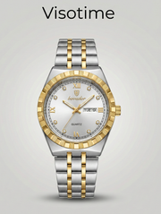 Bovador Two-Tone Quartz Watch with Day & Date and Diamond Markers_img_0