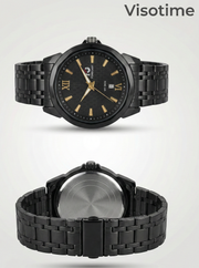 Forecast Men's Black Metal Watch with Gold Accents and Date Display_img_0
