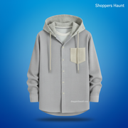 Corduroy Hooded shirt for winter (lite ash)_img_3