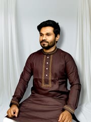 Elite embroidered coffee color panjabi code:415_img_0