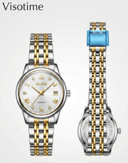 OLEVS Classic Two-Tone Quartz Watch with Date and Roman Numerals_img_0