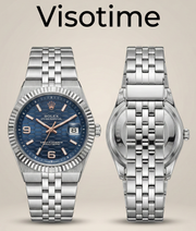 Premier Series: Silver-Tone Men’s Watch with Blue Honeycomb Dial_img_0