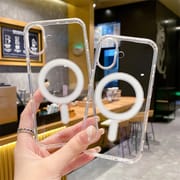 Clear For Magsafe Magnectic Wireless Charge Case For iPhone 17 16 13 12 Mini 11 14 15 Pro Max 7 8 Plus XR, xsAcrylic Cover_img_0
