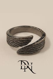 Guardian Rose Gold & Gun Black Wings Ring – Elegant Unisex Angel Design_img_1