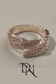 Guardian Rose Gold & Gun Black Wings Ring – Elegant Unisex Angel Design_img_0