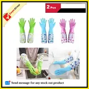 Silicone Dish Washing Kitchen Hand Gloves Double Layer High Quality (Multicolor) 1 pair_img_1