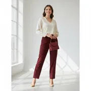 Premium Maroon Salowar Pant | Shating Cotton Linen Fabric | Soft & Stylish_img_2