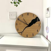 11 Inch Wall Clock, Wood Material Silent Clocks, Battery Power Brown Color Round Clock Unique Design with an Analog Clock and Clack Crackfor Living Room, Bedroom, Office, Dining Room_img_1