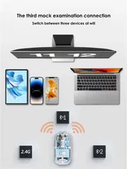 GearUP WM30 Transparent Crystal 2.4G + Bluetooth Magnetic Wireless Mouse- Blue Color_img_1