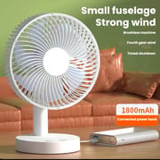 Rechargeable Fan F32B Desktop Fan Table Fan – 6 inch, 6 Blade, 1800Mah, 4 Wind Gear, low noise, 90 Degree Rotatable, USB Rechargeable, Compact Mini Fan Small Fan_img_0