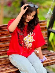 Ladies T-shirt (Butterfly Red)_img_2
