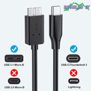 Portable HDD Data Cable 10 GBPS ThunderBolt Cable Micro B to Type C_img_2