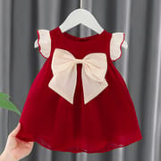 Baby Girl Ruffle Sleeve Big Bow Summer Party Dress (6 Months – 3 Years)_img_1