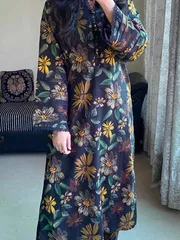 Black Flora Stitched Three Piece_img_2