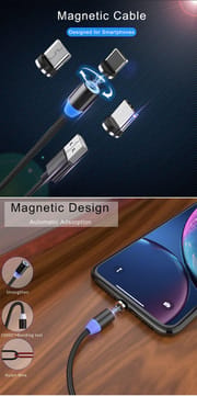 Magnetic Fast Charging Cable With Led Indicator - Type B / Type C / Type IOS - ( One cable + One head)_img_14