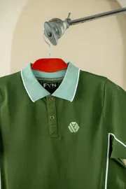 Premium Quality Piping Cut & Sew Design Pique Polo - Forest grn_img_5