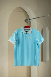 Premium Quality Piping Cut & Sew Design Pique Polo - Light cyn_img_4