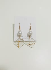 Elegant Pearl Drop Resin Earrings with Gold Foil Flakes – Premium Handmade-Look Dangle Earrings for Women_img_1