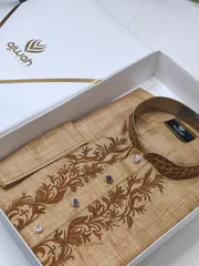 Golden Leaf Embroidery Panjabi -A30111_img_2