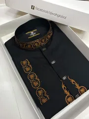 Ajwah Royal Black Embroidery Panjabi_img_3