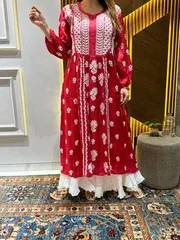 Lucknow Gawon 2 Piece Embroidery Tow piece Set (Maroon)_img_0