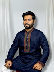 luxury soft cotton panjabi nevy blue color code:P11_img_0