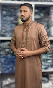 Ajwah Premium Brown Embroidery Panjabi_img_1
