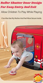 Kids' Cartoon Police & Fire Truck Pop-Up Play Tent - Skylight, Indoor/Outdoor Fun_img_5
