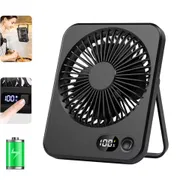 Desk Fan Portable USB Rechargeable Fan 180° Tilt Folding Personal Fan With Power Display 5 Speeds Ultra Quiet Table Fan_img_0