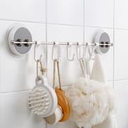 6 Hooks Kitchen Wall Mounted Stainless Steel Cupboard Bathroom Utensil No Drill Hanging Rack Holder J-type Hook_img_1