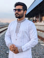 Premium Elite embroidered cuff style white panjabi_img_0