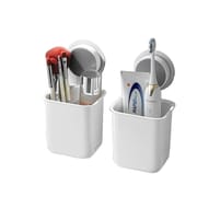 Toothbrush Holders, Bathroom Self Adhesive Shelf Toothbrush Rack Wall Hanging Toothpaste Organizer Kitchen Chopsticks Tableware Drain Storage Box_img_0