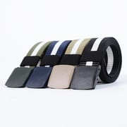 Striped Canvas Men's Belt Lightweight Hard Plastic Buckle Nylon Outdoor Sports Leisure Belt for Men 120cm_img_2
