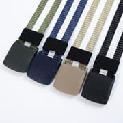 Striped Canvas Men's Belt Lightweight Hard Plastic Buckle Nylon Outdoor Sports Leisure Belt for Men 120cm_img_3