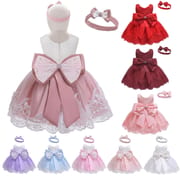 Baby Girls Princess Lace Bow Party Dress with Headband (0 to 4 years)_img_0
