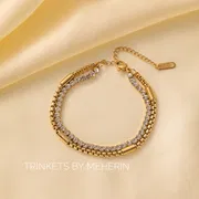 White diamond double chain bracelet_img_1