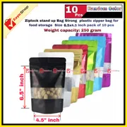 Ziplock stand up Bag Strong plastic zipper bag for food storage Size 6.5x4.5 inch pack of 10 pcs_img_0
