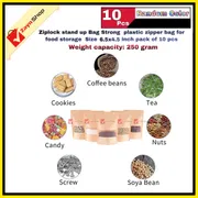 Ziplock stand up Bag Strong plastic zipper bag for food storage Size 6.5x4.5 inch pack of 10 pcs_img_1