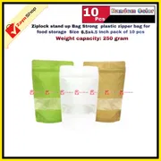 Ziplock stand up Bag Strong plastic zipper bag for food storage Size 6.5x4.5 inch pack of 10 pcs_img_2